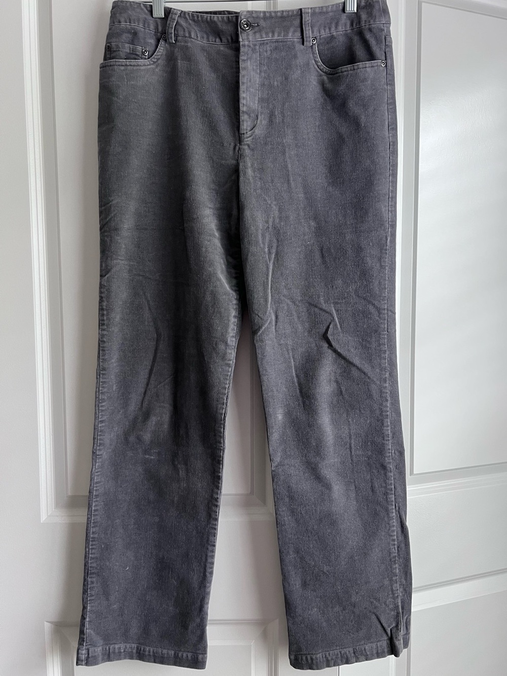 Christopher & Banks Charcoal Gray Corduroy Straight-Leg Pants, size 10